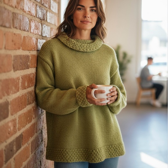 Glendalough Woolen Mills Sweaters - GLENDALOUGH WOOLEN MILLS HAND KNIT 100% PURE WOOL SWEATER SZ L